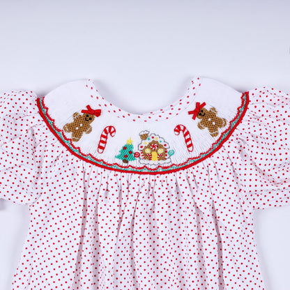 Red Gingerbread Smocked Bubble