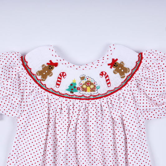 Red Gingerbread Smocked Bubble