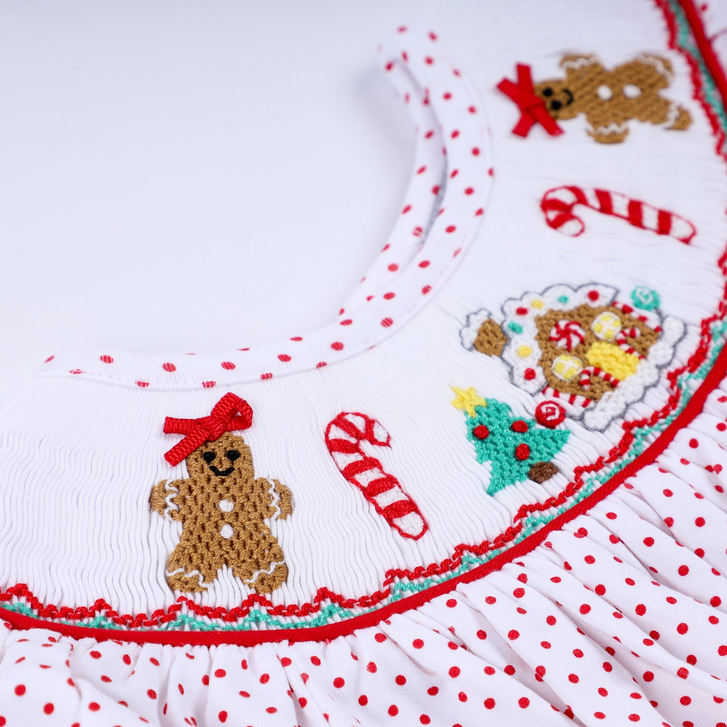 Red Gingerbread Smocked Bubble