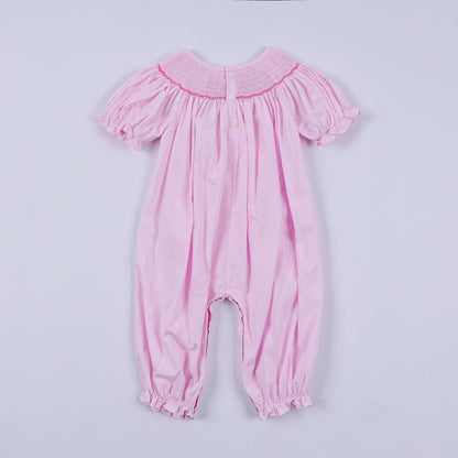 Pink Christmas Tree Hand-Smocked Romper