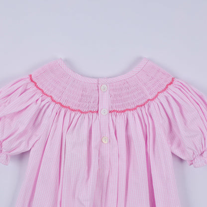 Pink Christmas Tree Hand-Smocked Romper