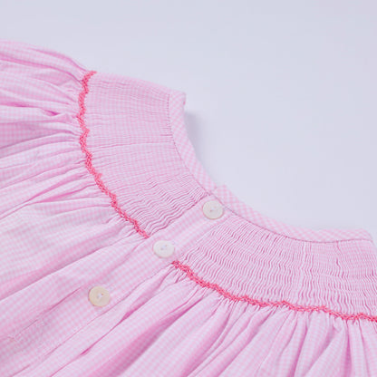 Pink Christmas Tree Hand-Smocked Romper