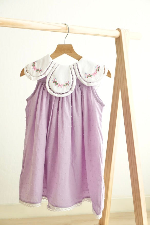 lavender baby girl dress
embroidered collar toddler dress
vintage style dress for little girls
baby girl Easter dress
Swiss dot baby dress