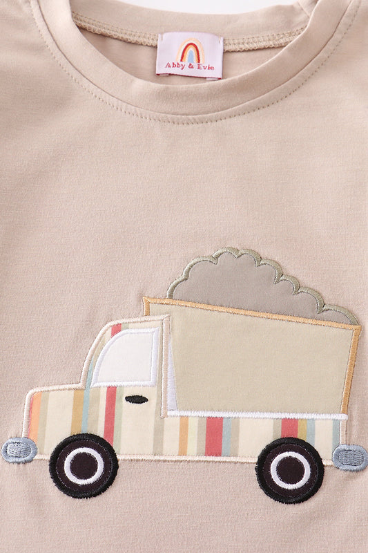 Beige Dump Truck Appliqué Tee
