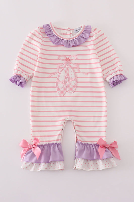 Ballet Dreams Baby Girl Romper – Pink & Lavender Striped