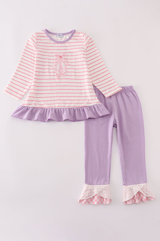 Girls Ballerina Ruffle Tunic & Lavender Legging Set