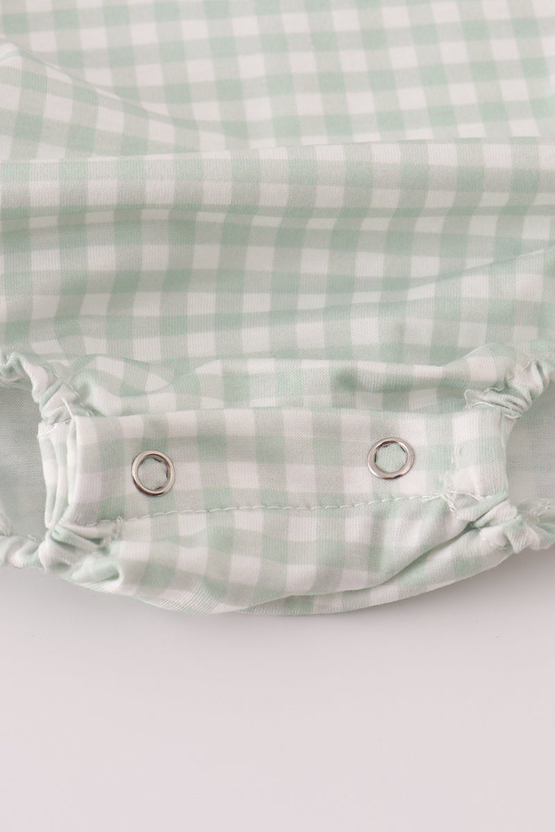Woodland Friends Smocked Gingham Bubble Romper