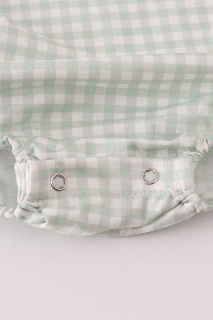 Woodland Friends Smocked Gingham Bubble Romper