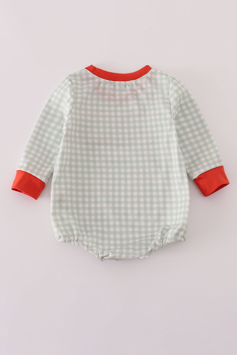 Woodland Friends Smocked Gingham Bubble Romper