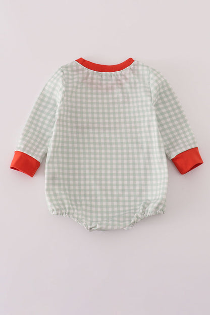 Woodland Friends Smocked Gingham Bubble Romper