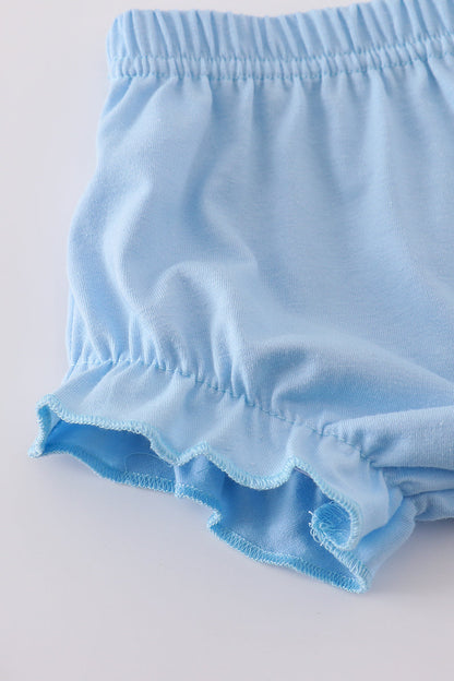Pastel Floral Flutter Sleeve Baby Set – Dress + Blue Bloomers
