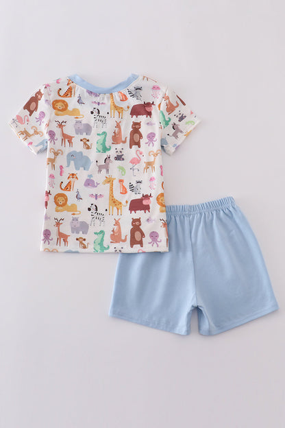 Animal Parade Short Set – Blue