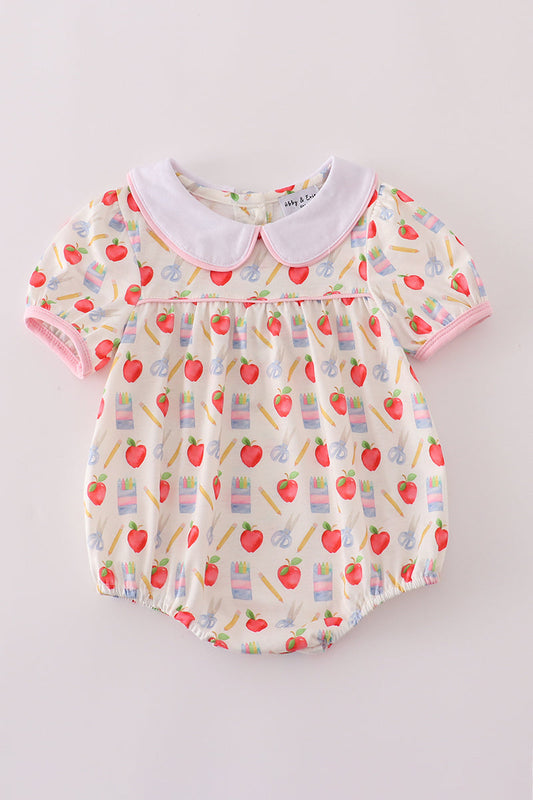 Back-to-School Peter Pan Collar Bubble Romper