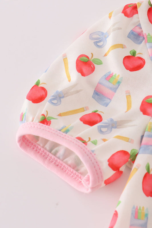 Back-to-School Peter Pan Collar Bubble Romper