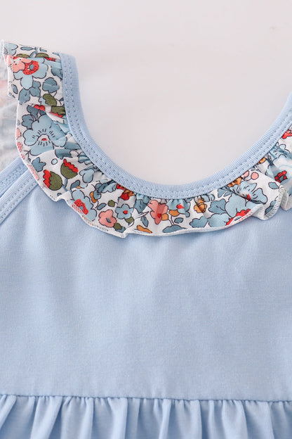 Blue Apple Appliqué School Dress