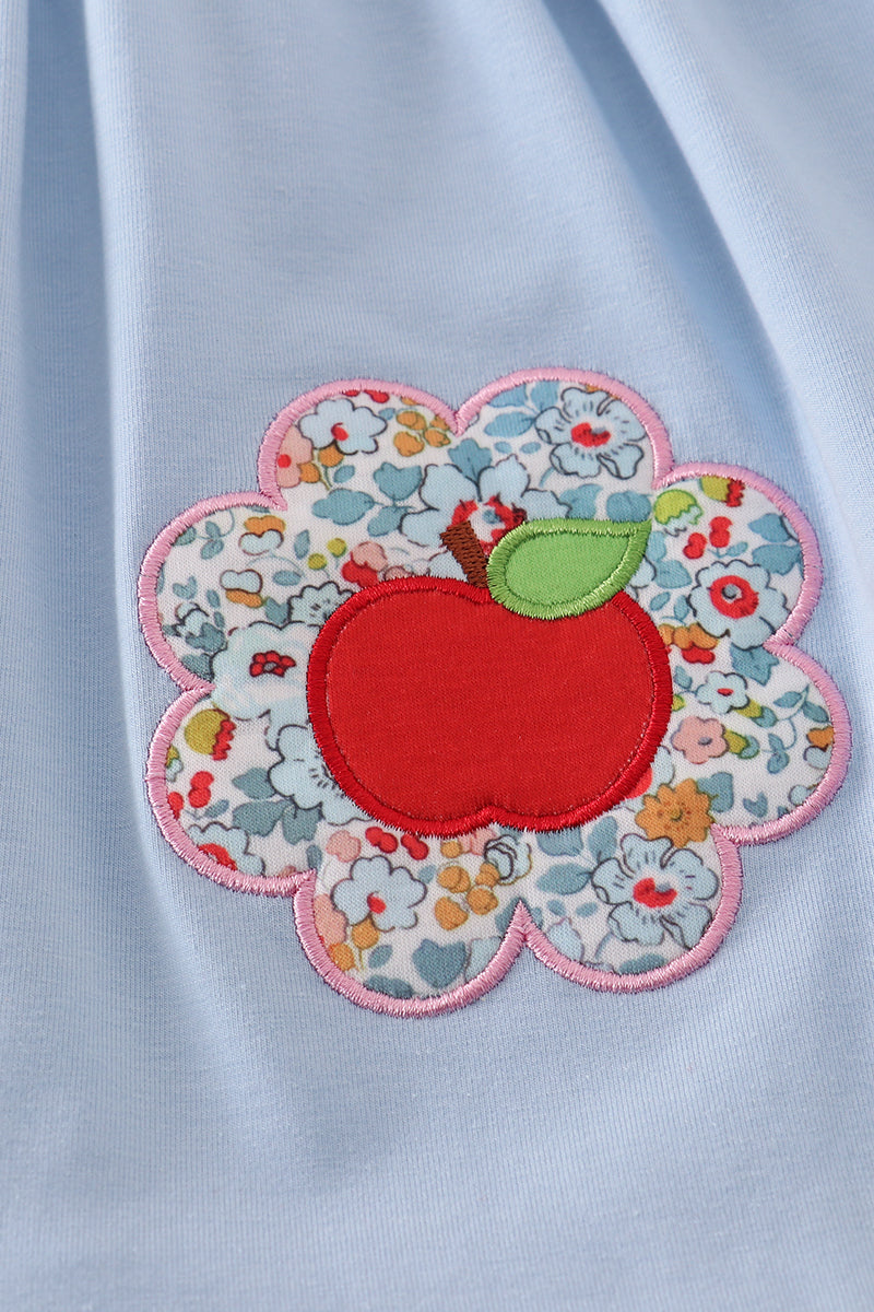Blue Apple Appliqué School Dress