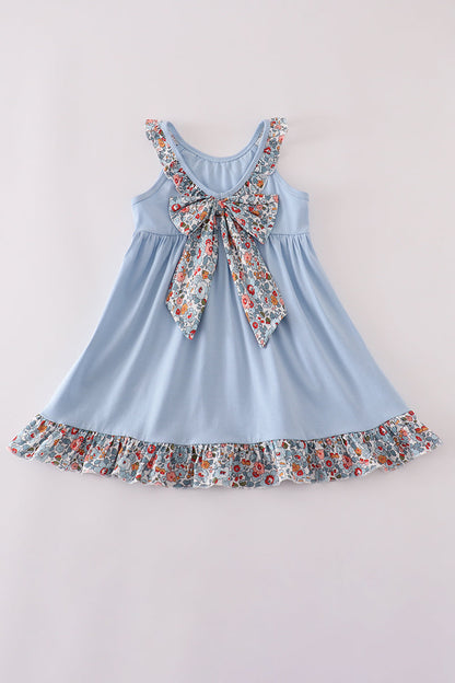 Blue Apple Appliqué School Dress