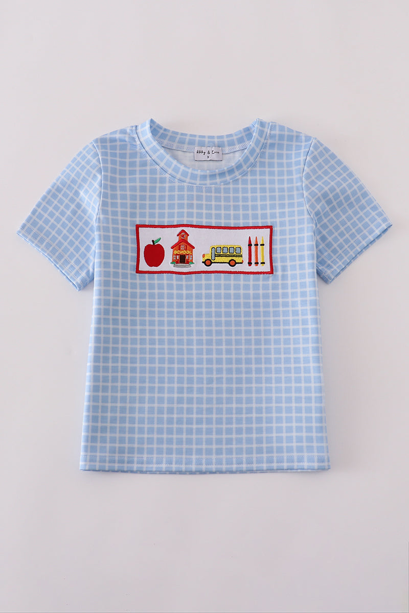 Blue Gingham Back-to-School Tee