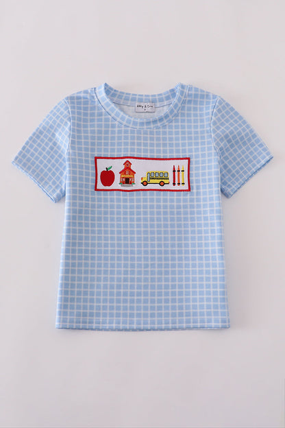 Blue Gingham Back-to-School Tee