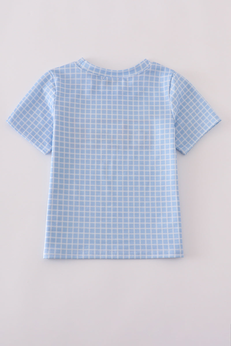 Blue Gingham Back-to-School Tee