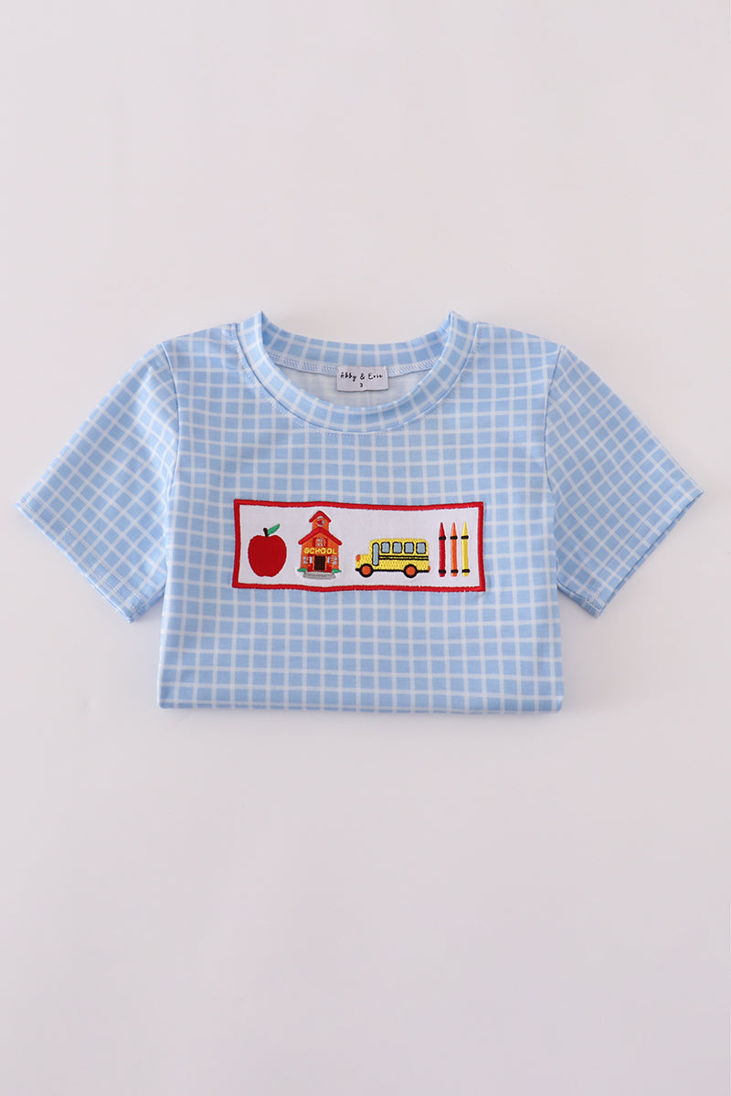 Blue Gingham Back-to-School Tee