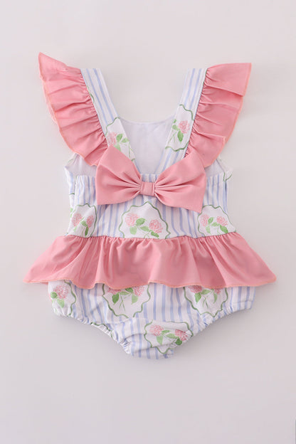 Floral Peplum Baby Girl Swimsuit – Pink & Blue