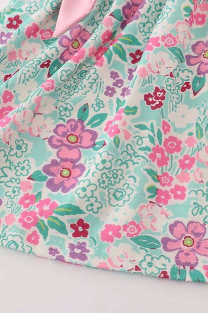 Garden Party Bow Dress – Pink & Mint Floral