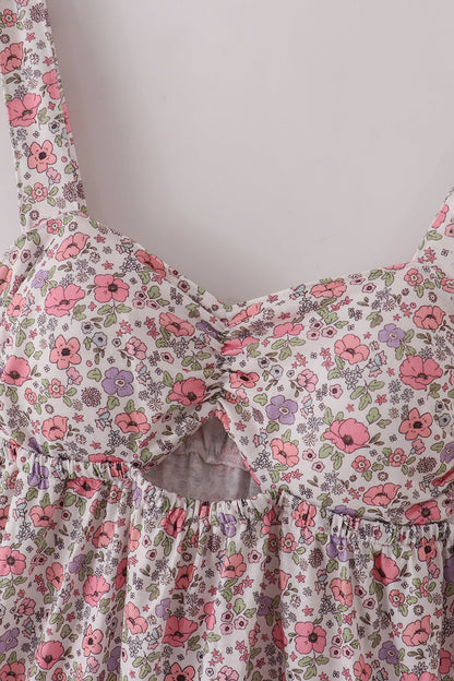 Floral Mommy and Me Matching Dresses – Pink and Lavender Gingham Trim