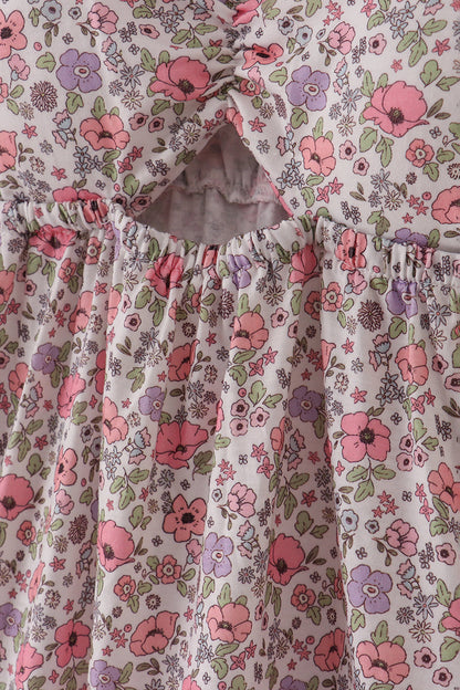 Floral Mommy and Me Matching Dresses – Pink and Lavender Gingham Trim