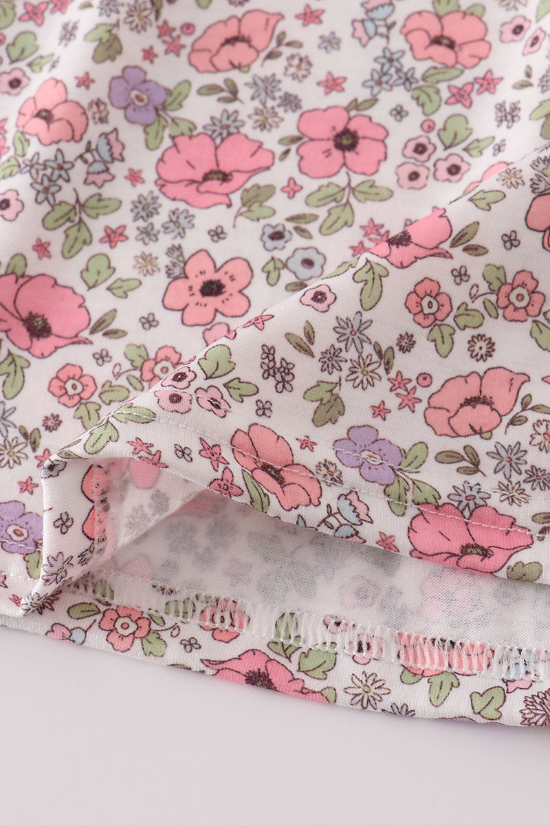 Floral Mommy and Me Matching Dresses – Pink and Lavender Gingham Trim