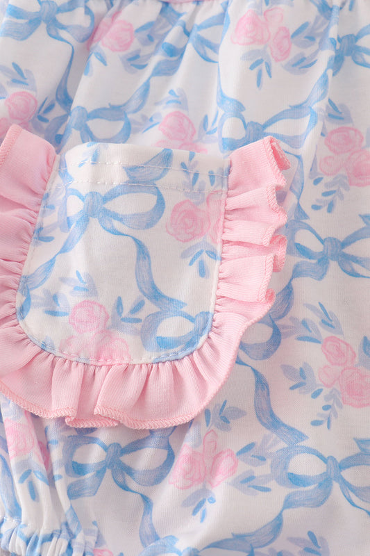 Blue Foral Romper
