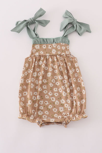 Sage Bloom Tie-Strap Bubble Romper