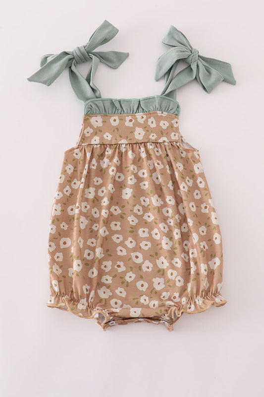Sage Bloom Tie-Strap Bubble Romper