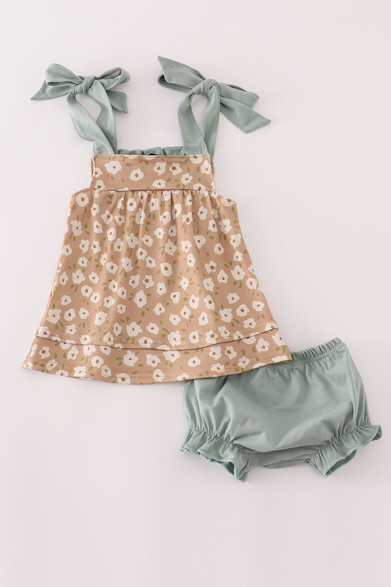 Wildflower Tie-Strap Dress Set with Bloomers