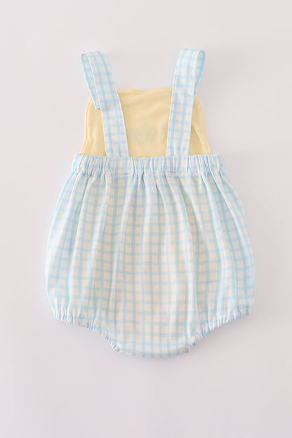 Yellow Puppy Gingham Bubble Romper