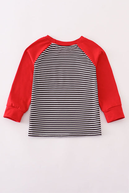 Georgia Bulldog Striped Embroidered Pocket Tee