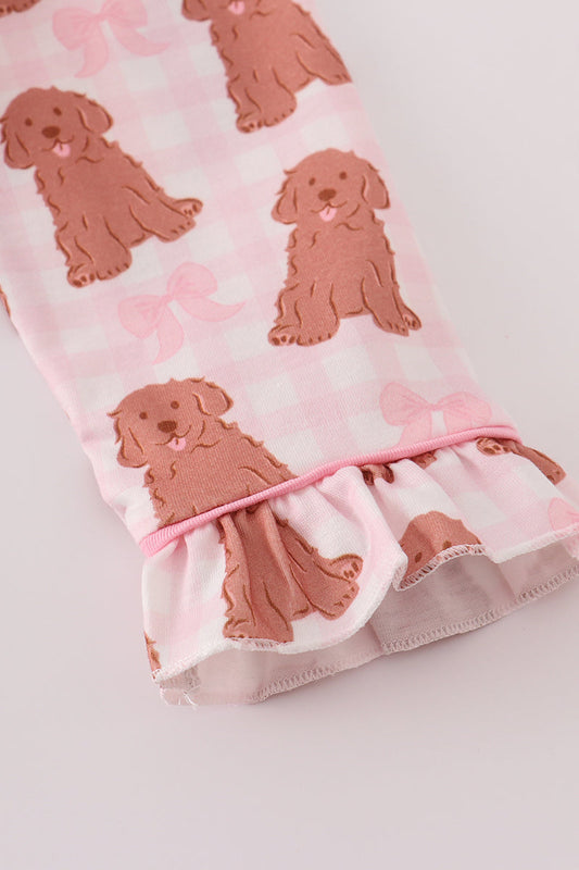 Pink Puppy Print Pajama Set