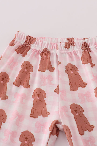 Pink Puppy Print Pajama Set