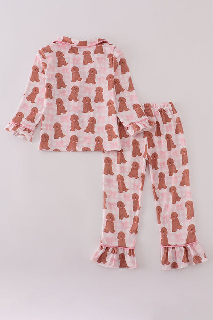 Pink Puppy Print Pajama Set
