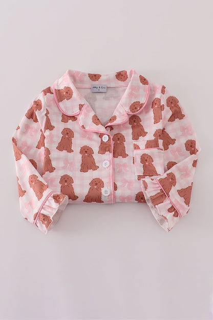 Pink Puppy Print Pajama Set
