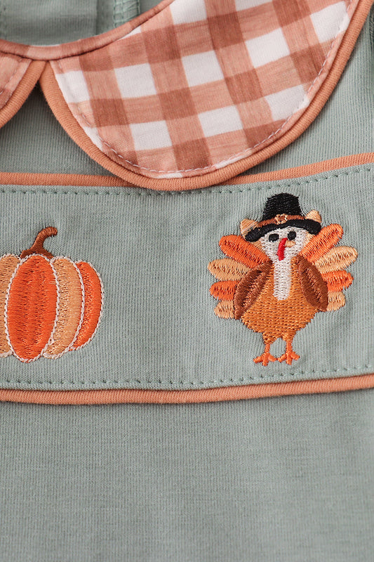 Sage Turkey Embroidered Set