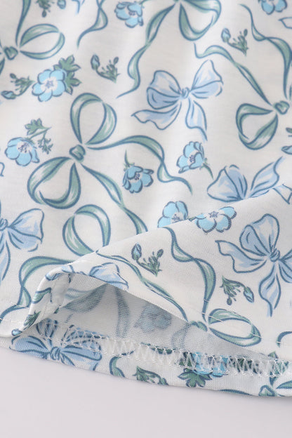 Blue Bow & Lace Print Bloomer Set
