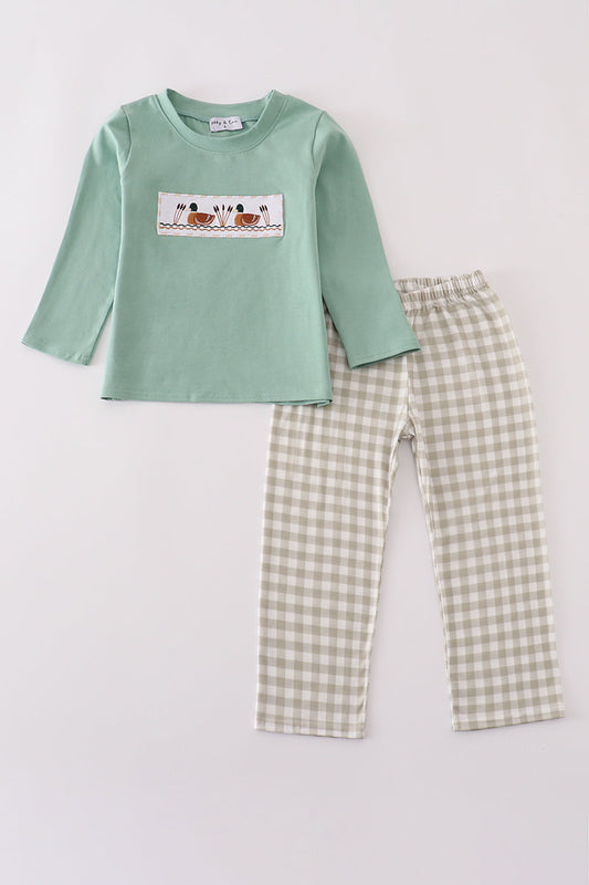 Gingham Mallard Duck Top & Pant Set