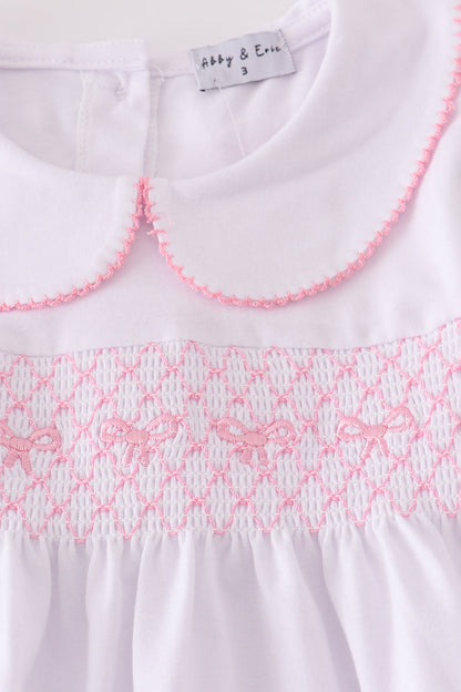 Smocked Pink Bow Set
