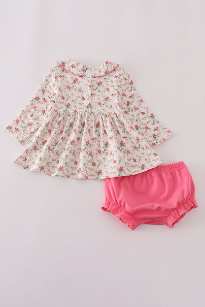 Rose Smocked Dress & Bloomer Set – Long Sleeve