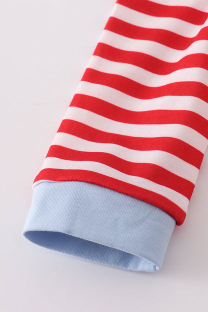 Airplane Embroidered Striped Romper