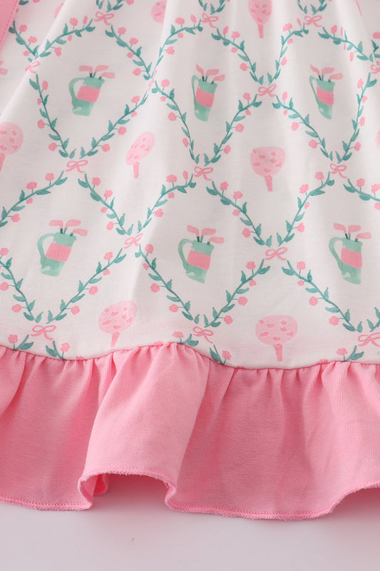 Golf Print Ruffle Dress