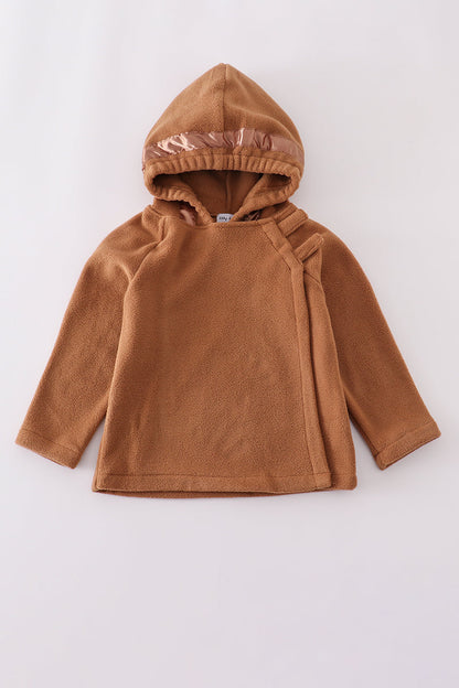 Brown Fleece Velcro Hoodie