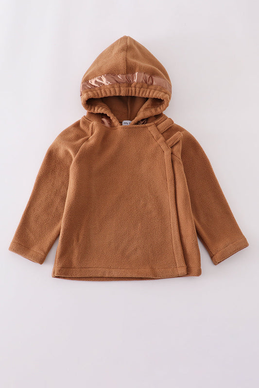 Brown Fleece Velcro Hoodie