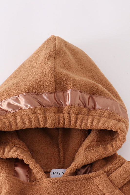 Brown Fleece Velcro Hoodie